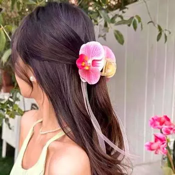 1 шт. Заколка для хвоста, модная женская заколка-бабочка в виде орхидеи, модная винтажная лента для девочек роза розовый