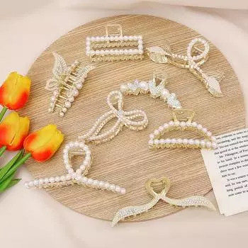 1 шт., заколка для волос из сплава с жемчугом и стразами, коготь для женщин, девушек, заколки для макияжа, аксессуары для волос, головной убор в виде краба