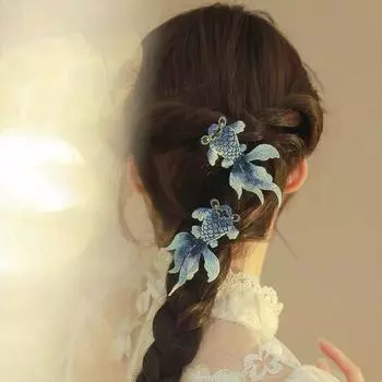 1 шт. заколка для волос «На удачу» в китайском стиле, золотая рыбка, заколка для волос на новый год, боковая заколка для волос, аксессуары для волос розовый