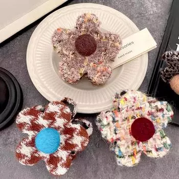 1 шт. заколка для волос с цветком, фетровый зажим для хвоста, аксессуары для волос с рисунком, зимняя заколка для волос в виде акулы, заколка для волос в стиле «прыжка», милая шерстяная заколка для волос красный/чёрный