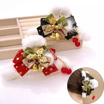 1 шт. заколка для волос с кисточкой, корейская заколка для волос, рождественский коготь, узел-бабочка, заколка для волос зелёный