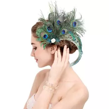 1 шт., заколка для волос с перьями павлина, милая ретро-заколка для карнавала, вечеринки, костюма, красивая декоративная заколка для волос, заколка для волос для вечеринки, свадьбы, представления, ретро-декор
