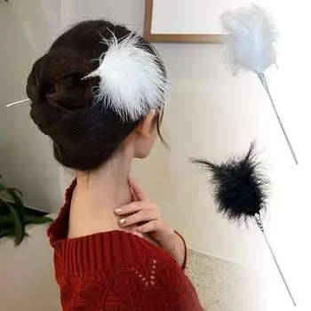 1 шт. заколка для волос с перьями, повседневные принадлежности, головной убор для девочек в китайском стиле, модная прическа для праздника, вечеринки, металлическая палочка для волос