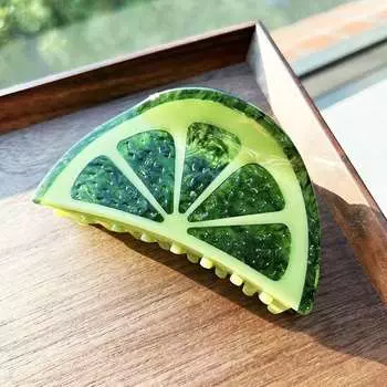 1 шт. заколка для волос в форме фрукта, из уксусного материала, с дизайном в цветовой гамме грейпфрута и авокадо, большого размера