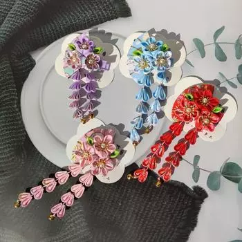 1 шт. заколка для волос в японском стиле с цветком и кисточкой, заколки для волос в стиле кимоно, аксессуары для волос для женщин, заколка для волос, головной убор, заколки для волос синий