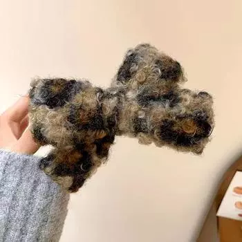 1 шт., заколка для волос в стиле ретро, фиксированный зажим, шпилька для волос для пожилых людей, модные аксессуары, бант с леопардовым принтом серый