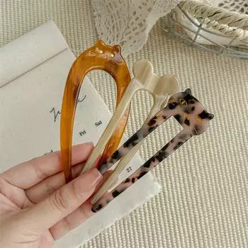 1 шт. заколка для волос в виде кошки, симпатичная заколка для волос с уксусной кислотой, заколка для волос в форме буквы U, модная бижутерия