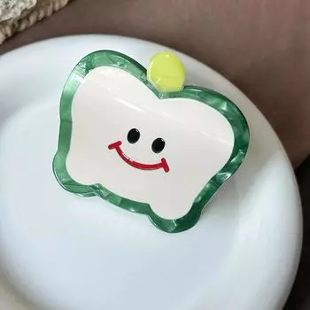 1 шт. заколка-краб с яблоком и смайликом, женская ацетатная заколка для волос, милая заколка-акула для пучка