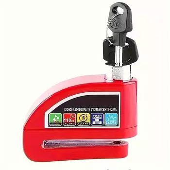 1 шт. Замок дискового тормоза сигнализации со стальным тросом для мотоциклов, сигнализация с высоким децибелом 110 дБ, водонепроницаемость и защита от коррозии, датчик вибрации и движения,