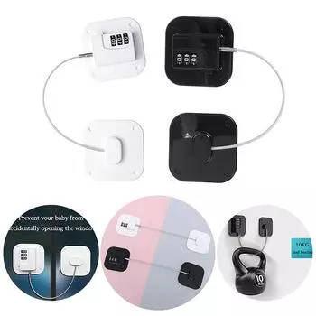 1 шт. Замок на дверь холодильника, безопасная 3-значная парольная тросовая блокировка холодильника, защита от детей, самоклеящаяся блокировка для окна шкафа чёрный