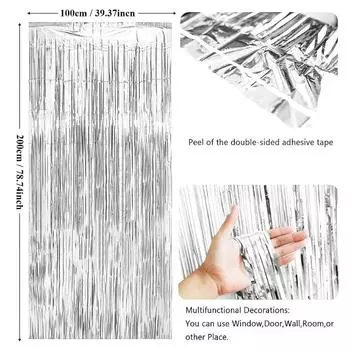 1 шт. занавеска для вечеринки, разноцветное украшение, фольгированная бахрома, занавеска для дождя, свадебная сцена, день рождения, вечеринка, рождественское украшение 1PC синий