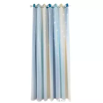 1 шт., занавеска с простым градиентом, ажурный звездный узор, двухслойная затемненная спальня, гостиная 100cm * 130cm зелёный