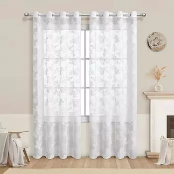 1 шт. Занавеска с узором «Бабочки и цветы», Шторы для гостиной, спальни, кухонные шторы 100X130CM&Grommet Top