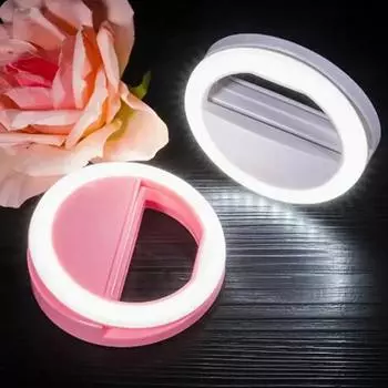 1 шт. заполняющий свет, перезаряжаемый через USB, светодиодное кольцо для селфи, светодиодное кольцо для селфи с линзой телефона белый