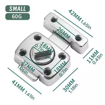 1 шт. защелка для домашней безопасности, поворотный болт, защелки, защелки для ворот, дверной раздвижной замок, поворотный вращающийся замок для бочонка для ванной, туалета, дверной замок серебряный