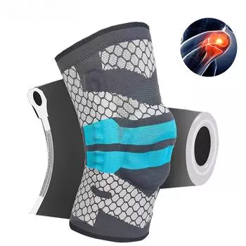 1 шт. защита коленной чашечки силиконовый пружинный наколенник баскетбольный бег компрессионный наколенник поддерживающий рукав, размер M/L/XL M