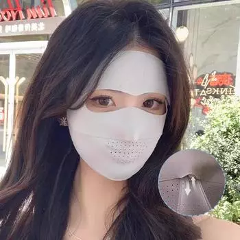 1 шт., защита от ультрафиолета, защита от солнца, дышащая, удобная, для езды на велосипеде, для спорта, с ушным крючком, для всего лица, летняя маска из ледяного шелка светло-серый