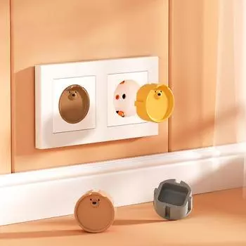 1 шт., защитная крышка для детской розетки, милый мультяшный детский чехол для защиты от удара током, защита от пыли жёлтый