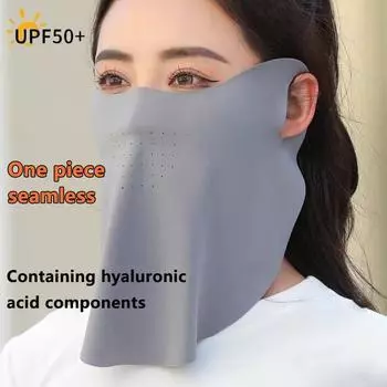 1 шт., защитная маска для лица от ультрафиолета, солнцезащитная велосипедная маска, летняя дышащая солнцезащитная маска для лица с ледяным шелком и защитой от солнца чёрный