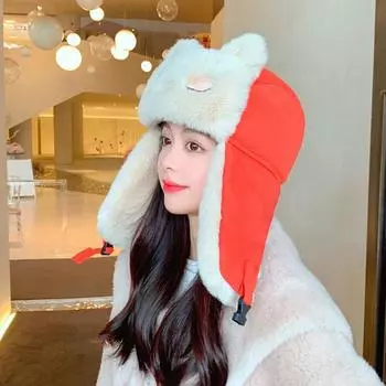 1 шт., защитная однотонная велосипедная шапка, милая плюшевая шапка из лисы, зимняя ветрозащитная лыжная шапка, утолщенная, теплая