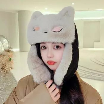 1 шт., защитная однотонная велосипедная шапка, милая плюшевая шапка из лисы, зимняя ветрозащитная лыжная шапка, утолщенная, теплая
