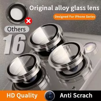 1 шт. защитное металлическое кольцо для объектива камеры для iPhone 16 15 14 13 12 11 Pro Max 16 Plus 13 12 mini полное покрытие камеры закаленное стекло защитная пленка iPhone 16 Pro (1pcs)