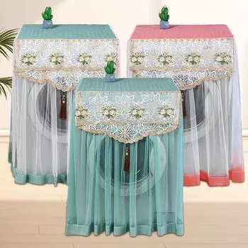 1 шт. защитное полотенце прозрачный чехол для стиральной машины вышивка барабанного типа стиральная машина дышащий полиэстер хлопок кружево