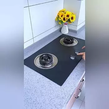 1 шт. Защитные чехлы для газовой плиты из стекловолокна, многоразовые защитные чехлы для газовой плиты, коврик для чистки, защитный кухонный инструмент 1pcs чёрный