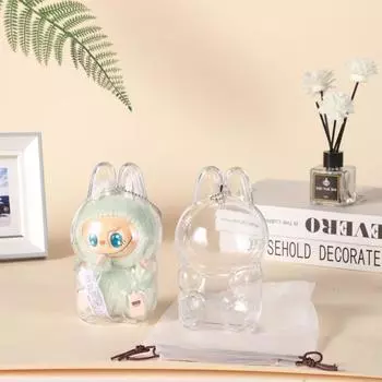 1 шт. защитный акриловый чехол для хранения плюшевых кукол, сумка для демонстрации кукол Labubu, акриловый чехол, прозрачный портативный органайзер для кабелей, коробка для хранения