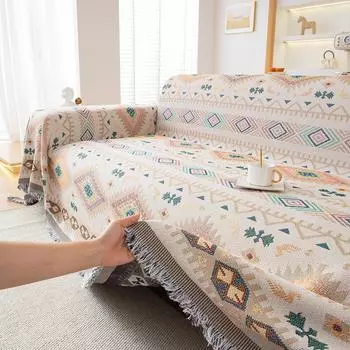 1 шт. Защитный чехол для дивана из ткани шенилл в стиле бохо - нескользящий чехол для подлокотников и спинки, подходит для домашних животных, всесезонный, водостойкий 180x180cm