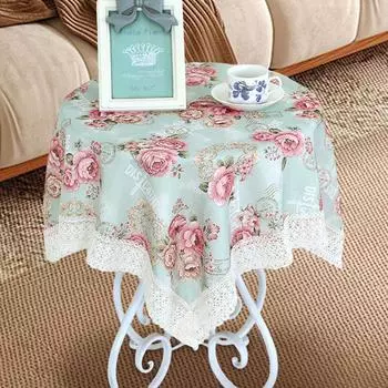1 шт. защитный чехол для стола с пасторальным принтом, пылезащитный чехол с цветочным принтом, розовый кружевной прямоугольный чехол для прикроватной тумбочки, украшение