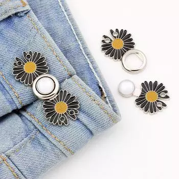 1 шт. затяните талию кнопка для женщин юбка брюки регулируемый зажим для талии металлический штифт Silver base чёрный