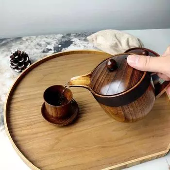 1 шт. заварочный чайник из цельного дерева с горлышком и крышкой - горшок из кислого дерева с фильтром для заваривания чая teacup