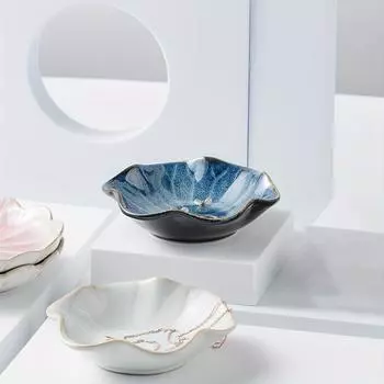 1 шт., зажим для кольца лотоса, маленькая чаша для ключей, керамическая подставка для безделушек, подставка для украшений, ожерелье, серьги для мамы, подруги, сестры, белый цвет. Все украшения в комплект не входят. синий