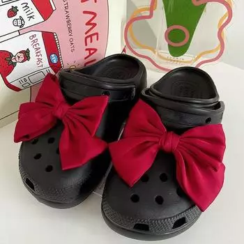 1 шт. зажим для обуви с бантом, пряжка для обуви в форме отверстия, женские украшения для обуви, декоративные зажимы, шелковая пряжка с подвеской в виде банта вино красного