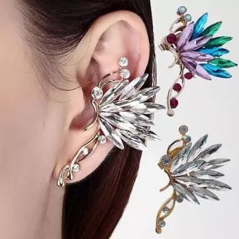 1 шт. зажим для ушей, отличная липкость, блестящие красочные искусственные кристаллы, форма бабочки, манжеты для ушей