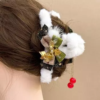 1 шт. зажим для волос в виде акулы, корейский большой объем, кисточка, заколка для волос, узел-бабочка, коготь, заколка для волос, рождественский коготь, рождественский захват зелёный