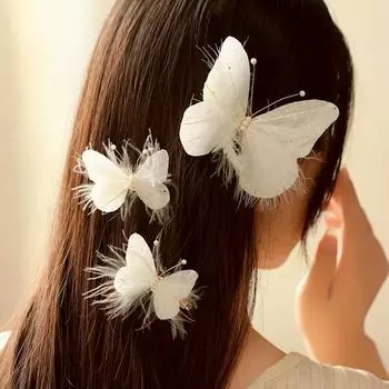 1 шт., зажим Ins, изящный зажим в виде бабочки, модный свадебный головной убор, изящная шпилька для волос, 3D стереоскопические аксессуары для волос в виде перьев