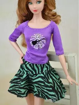 1 шт. Зеленая леопардовая повседневная мини-юбка, платье для куклы Барби, одежда для куклы 1:6, повседневная одежда, игрушка своими руками для ребенка разноцветный