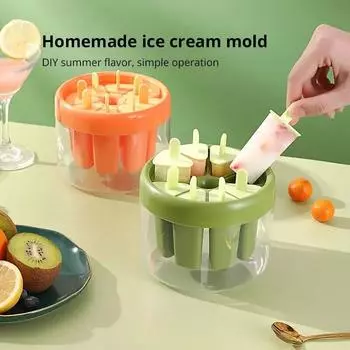 1 шт., зеленая/оранжевая пластиковая форма для мороженого, сделай сам, формы для мороженого для десерта, лоток для изготовления кубиков льда, домашние инструменты, летние принадлежности зелёный