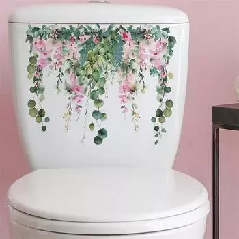1 шт. зеленые растения цветы бабочка настенные наклейки ванная комната туалет декор наклейки гостиная шкаф украшение дома самоклеящиеся