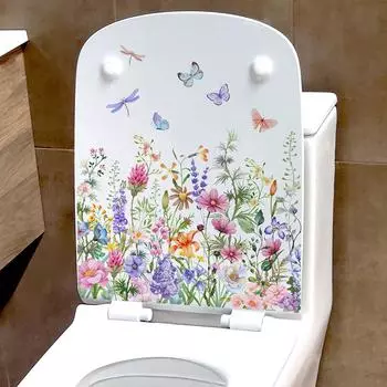 1 шт. зеленые растения цветы бабочка настенные наклейки ванная комната туалет декор наклейки гостиная шкаф украшение дома самоклеящиеся