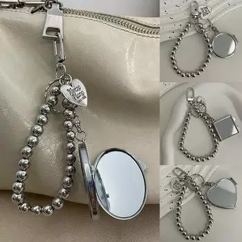 1 шт. зеркальный брелок в стиле Y2K, брелок в виде металлического сердца с зеркалом, милый и крутой, модный, многофункциональный