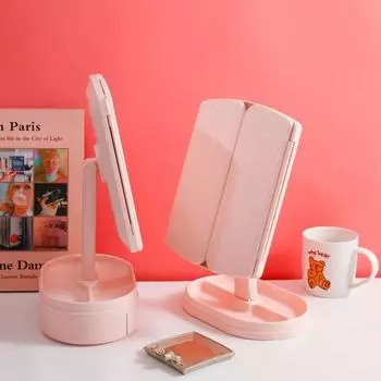 1 шт., зеркало для макияжа, женский дополнительный светильник, портативный, с общежитием, складная настольная расческа для макияжа 31*20.7*13cm белый