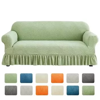 1 шт. Жаккардовый чехол для дивана с юбкой-брызгом, легко снимается, защитный чехол для дивана, скамейка с подлокотником, растительный узор Small (90-140cm)