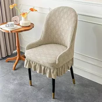 1 шт. жаккардовый чехол на стул с высокой подлокотником, эластичный чехол на обеденный стул с юбкой, моющиеся офисные кресла-качалки, чехол на сиденье, домашний декор серый