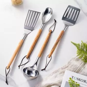 1 шт., железная лопатка из нержавеющей стали 304, лопатка для жарки рыбы, лопаточка для стейка, лопаточка для утечки, ручка из оливкового дерева, инструменты для приготовления пищи steak spatula