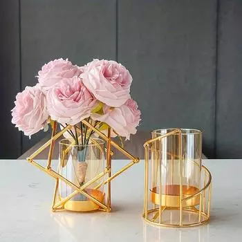 1 шт. железная стеклянная ваза для цветов, гидропонная стеклянная ваза, домашний стол, настольный декор для гостиной, эстетический декор комнаты, домашний декор A01
