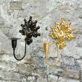 1 шт., железный художественный свадебный настенный подсвечник Metope, подсвечник для фермерского дома, рельефные подвесные украшения, предметы интерьера чёрный