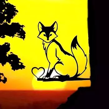 1 шт. Железный силуэт маленькой лисы, колышек для садового ограждения, элегантное произведение искусства для дома и сада, декор для вечеринки, стильное настенное искусство бежевый
